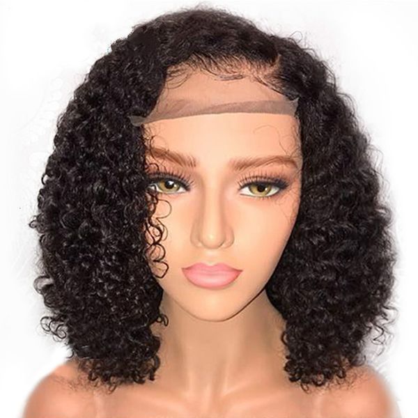 

front braided hd transparent wig full lace human hair short wigs, Black;brown