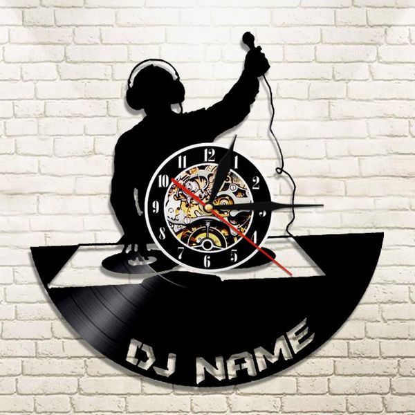 

player mixer music club wall clock party modern design home record lp watch personalized custom name handmade clocks