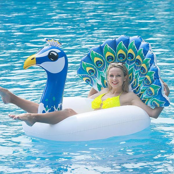 

life vest & buoy 130cm peacock inflatable swimming ring pool beach circle float rubber mattress floating