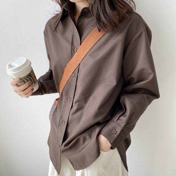 

women's blouses & shirts fashion long sleeve woman turn down collar loose casual korean autumn winter 473u, White