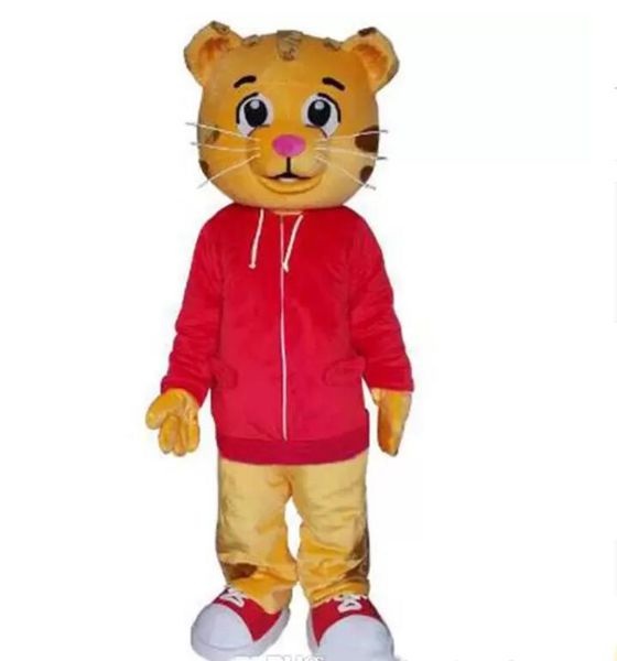 Costumes Mascot Venda de fábrica Hot Bonito Daniel O Tigre Red Jacket Cartoon Personagem de Desenhos Animados Mascote Traje Fancy Dress