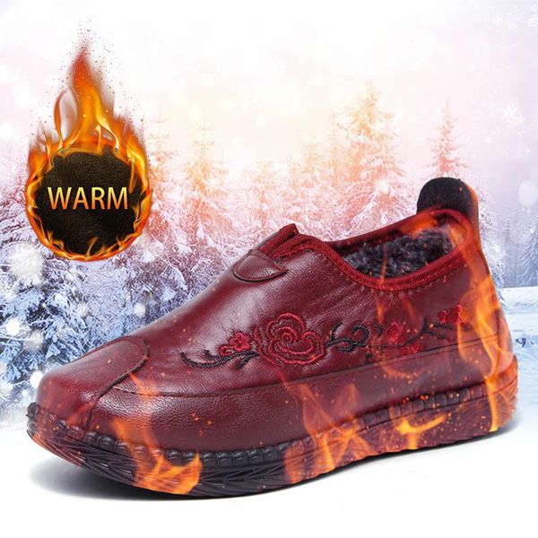 

boots mother shoes winter women's cotton non-slip warm middle-aged and elderly flat bottom ladies short indoor y, Black