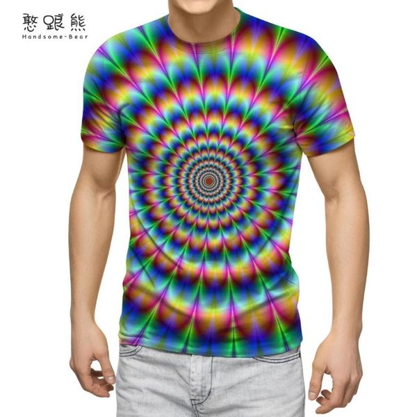 

men's t-shirts color rotating pattern t-shirt 3d printing round neck short-sleeved quick-drying clothes 2021 spring t shirts, White;black
