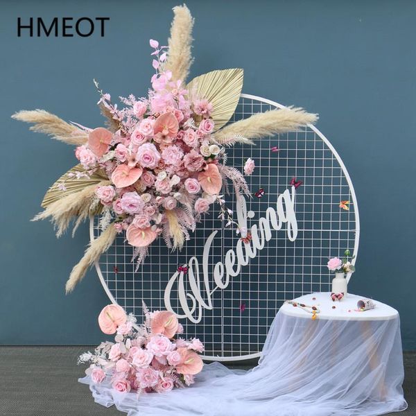 

decorative flowers & wreaths natural dried pu fan leaf pampas grass artificial flower row arrangement wedding arch decor hanging floral tabl