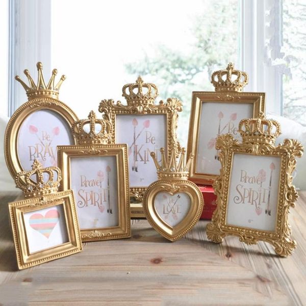 

frames nordic light luxury creative combination po frame crown golden resin decoration studio set wedding