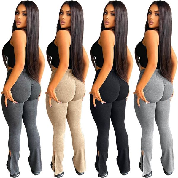 

1l244 summer casual fashion women pants solid home hip flared with slits, Black;white