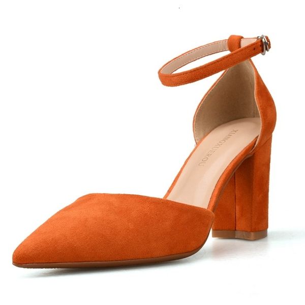 

sandals women summer 8cm square high heels lady fashion female orange gladiator stiletto classic office ankle strap shoes h0059 4y, Black