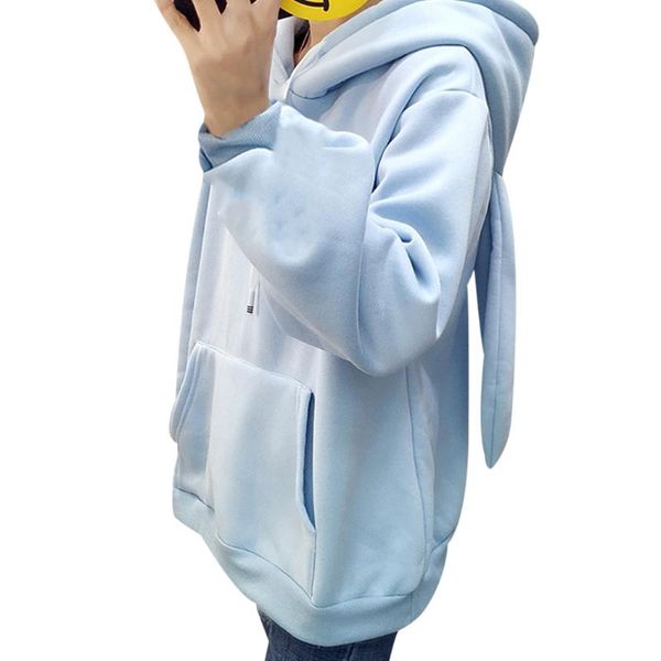 

women's hoodies & sweatshirts kawaii ears sweatershirt women cartoon embroidery hooded 2021 female cute oversized loose pullover molet, Black