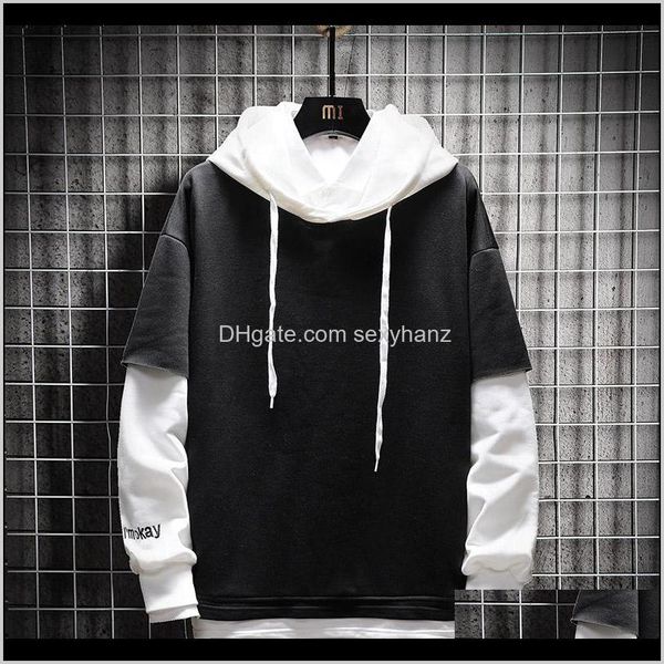 

& sweatshirts mens clothing apparel drop delivery 2021 fashion men hoodies sweatshirt autumn casual patchwork slim fit gym sport splicing ho, Black