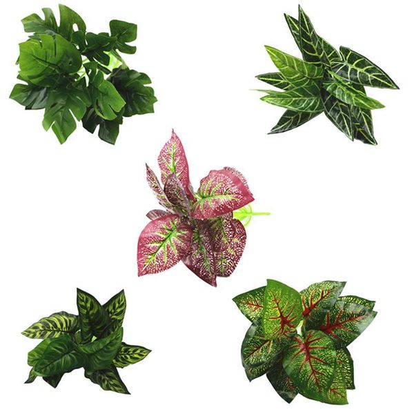 

decorative flowers & wreaths artificial plant stem realistic 12-leaf faux leaf branch pographic props for wedding party home decor