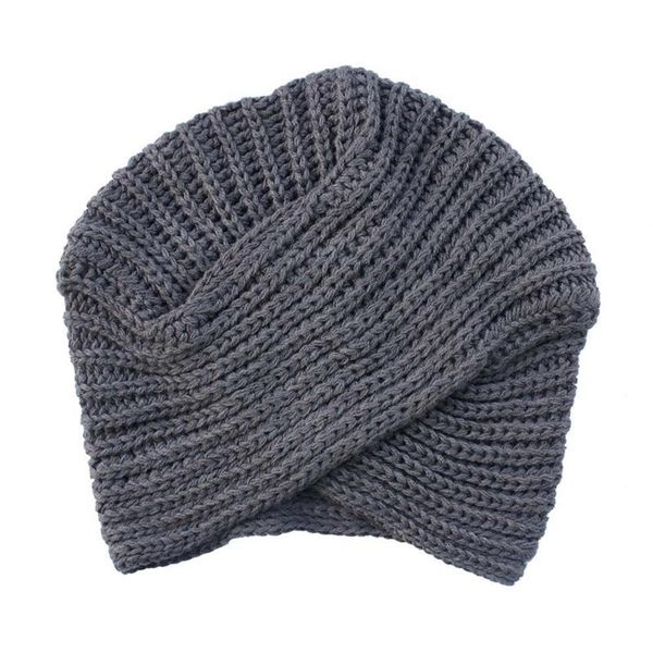 

beanie/skull caps women's knitted turban hats bohemia cashmere cross wrap head hat wool knitting bonnet turbante cap, Blue;gray