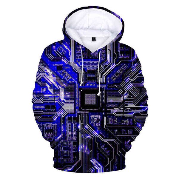 Elektronische Chip 3D Gedruckt Männer Hoodies Unisex Mit Kapuze Sweatshirts Lustige Trainingsanzug Männer Frauen Hip Hop Mode Casual Hoodie 211106