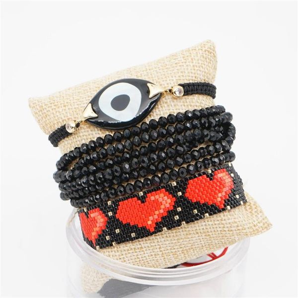 

charm bracelets miyuki bracelet for women pulseras mujer moda boho bohemian red heart tassel crystal jewelry handmade design, Golden;silver