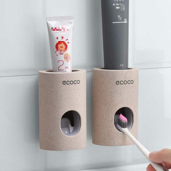 

smart electric toothbrush automatic toothpaste dispenser non-toxic wall hanger mount dust-proof squeezer quick take straw rack home