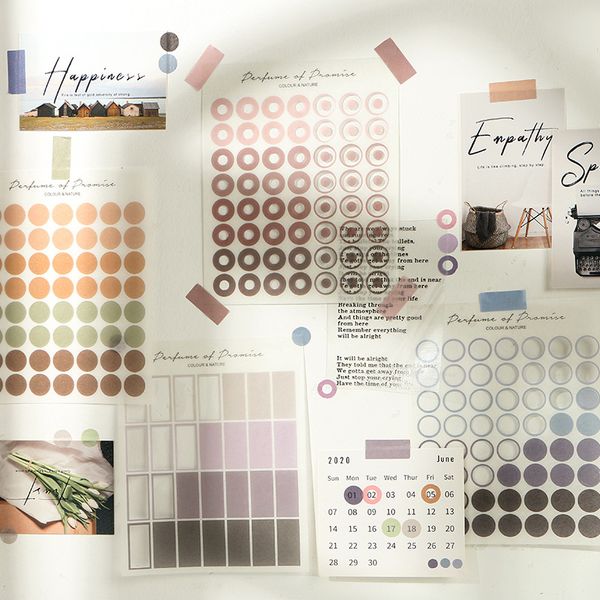 

3 Sheets/pack Color Mood Sticker Diary Decor Scrapbook Sticker Round Labels