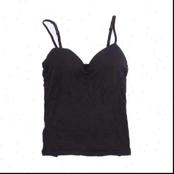 

cockcon bra padded solid camisole women tanks adjustable strap built in breathable modal seamless cami, White