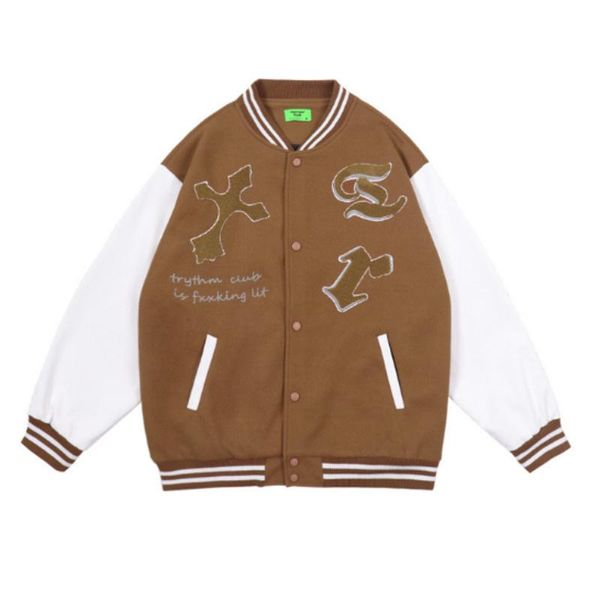 

men's jackets 2021 fashion korean style contrast stitching jacket men and women couple models autumn high street baseball uniform, Black;brown