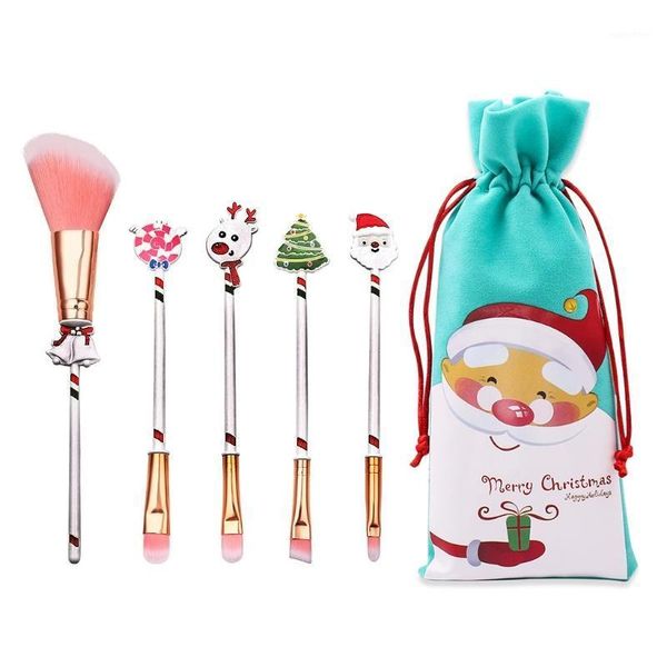 

5pcs christmas makeup brushes set foundation powder blush eyeshadow cosmetic x7ja1
