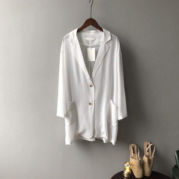 

women's suits & blazers summer pockets single breasted autumn casual turn-down collar ladies suit all match female clothes d8us, White;black