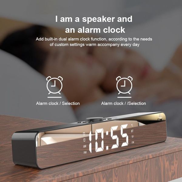 

desk & table clocks alarm home decor led wireless column bluetooth speaker clock subwoofer aux for pc tv computer