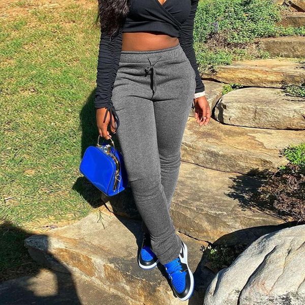 

women's pants & capris zkyzwx solid thicken warm sweatpants for women winter fashion joggers high waisted lace up pocket streetwear cas, Black;white