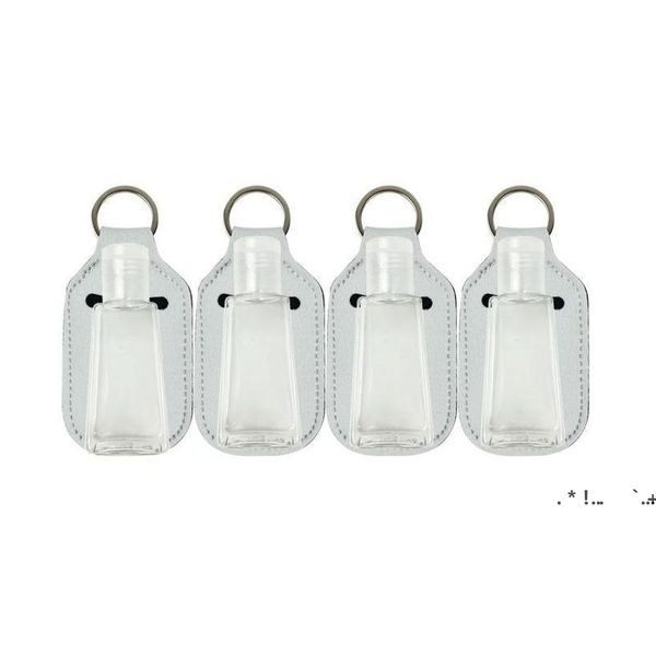 NewBlank White Sublimation Party 30ml / 1oz Antibakterieller Handgelinhaber Keychain Sanitizer Halter mit leerer Flasche EWB6782