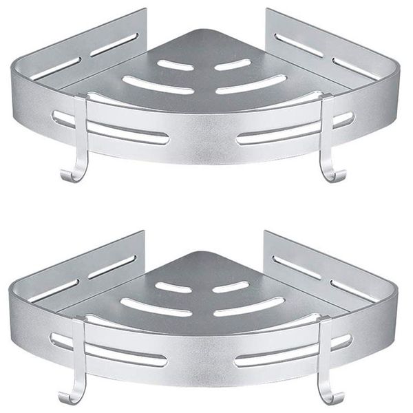 

bathroom storage & organization luda shower corner caddy shelf with two hooks,self adhesive glue or wall mount screws,heavy dut