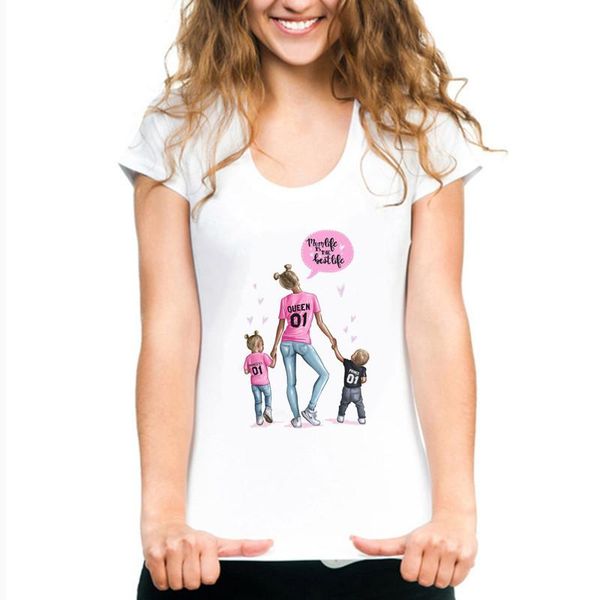 

women's t-shirt super mama t-shirts for women mother's love print white tee shirt femme cotton vogue t streetwear clothes