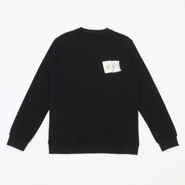 

men's sweatshirt loose cotton women's hoodie round neck black and white high-quality poker pattern autumn and winter sweater stude