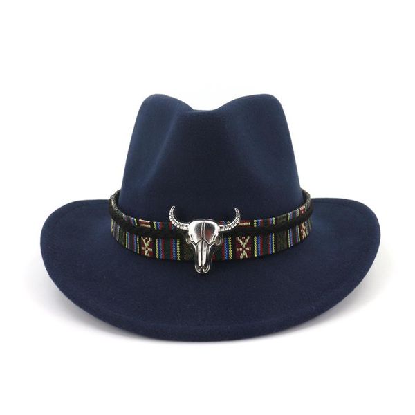 

berets wholesale western cowboy hat jazz caps fashion wide brim casual fall winter fedora hats for women camel black solid, Blue;gray