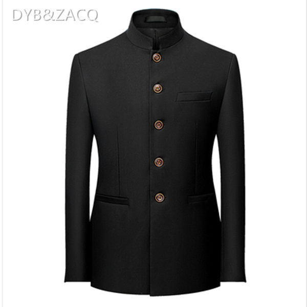 

men's suits & blazers dyb&zacq business casual fashion standing collar mao suit jacket slim large size formal dress male 5xl 6xl 4xl, White;black