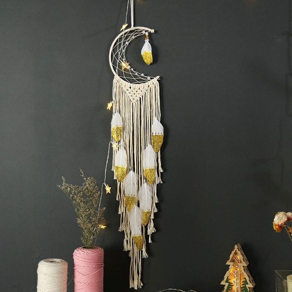 

decorative objects & figurines big deal dream catcher handmade feather moon star catchers wall hanging decor kids gift