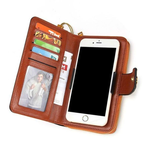 

wallets long women wallet genuine leather with phone case female purse zipper high capacity ladies purses hasp, Red;black