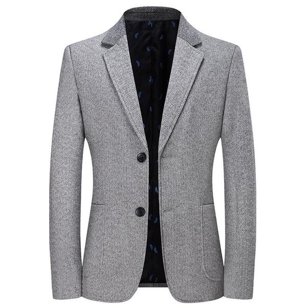 

men's suits & blazers 2021 fashion suit coat splicing wool light business casual, White;black