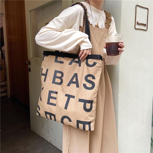 

evening bags women's handbag letter printed canvas bag simple casual large-capacity shopping student school designer shoulder