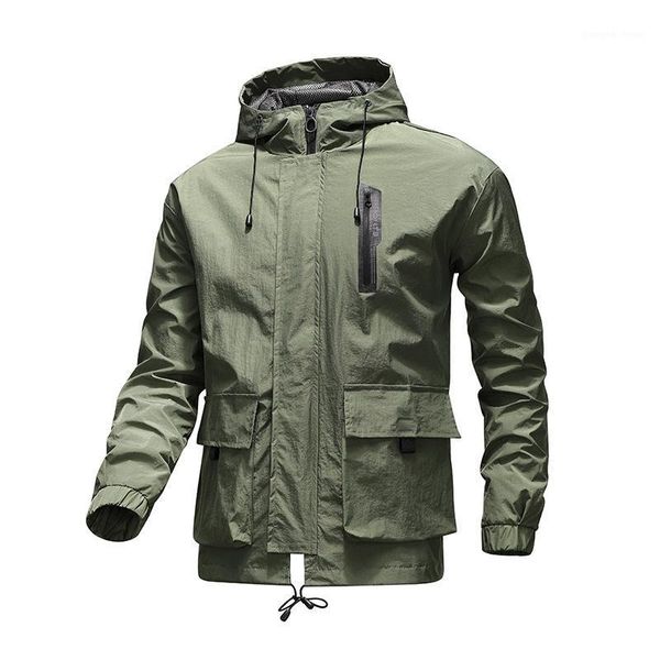 

men's jackets jacket hooded black coat large stand collar waist casual outdoor2021 men windbreaker windproof, Black;brown