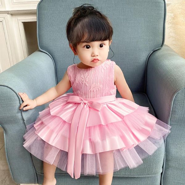 

baby girl dress pageant flower infant girls party tutu baptism floral birthday christening outfits infantil vestido girl's dresses, Red;yellow