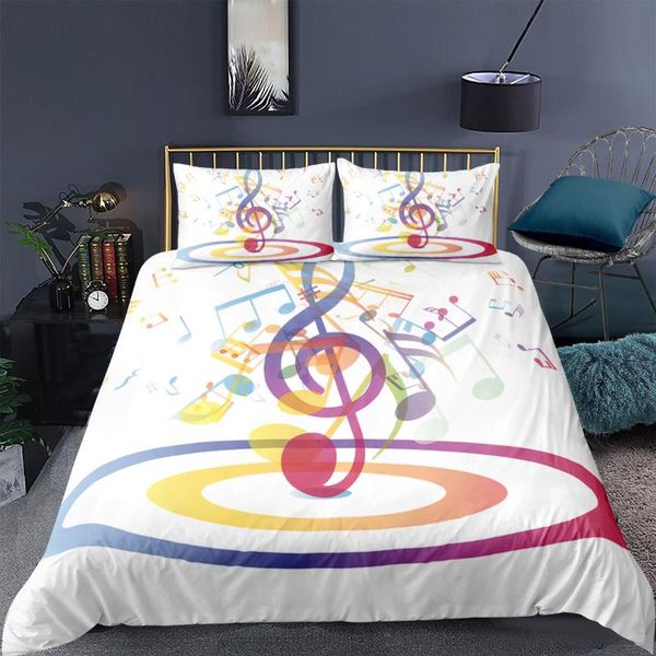 

bedding sets 3d printing set piano keys music note treble clef staff black & white 2/3 pieces duvet cover microfiber bed clothes