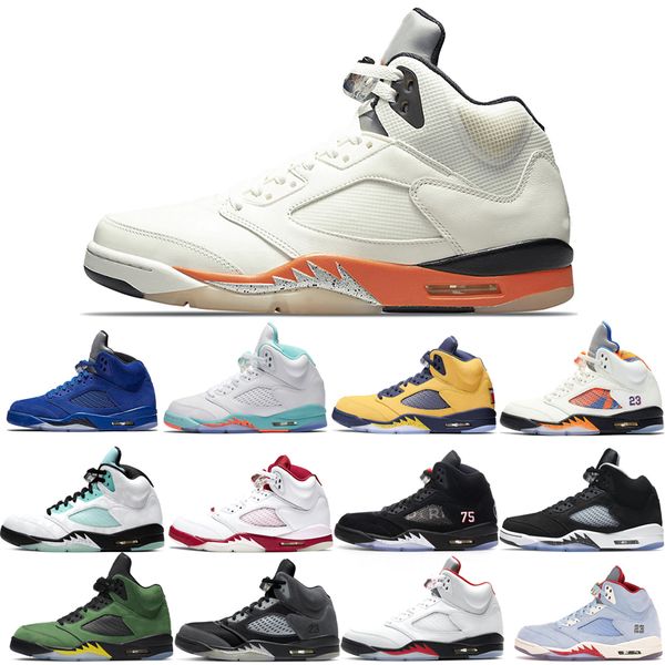 

basketball shoes 5s for men 3 space jam oreo silver laney royal international flight ice blue fire red wings what the white stealth sneakers, White;red