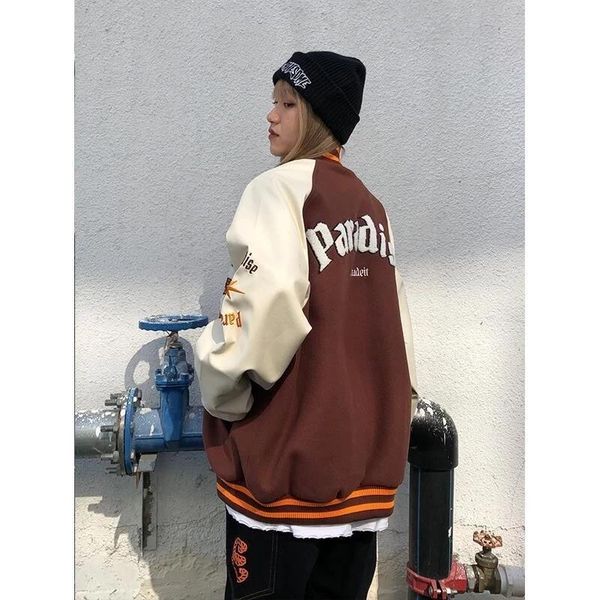 

women's jackets baseball jacket autumn korean fashion casual spliced sweatshirt boyfriend bomber patchwork coat female, Black;brown