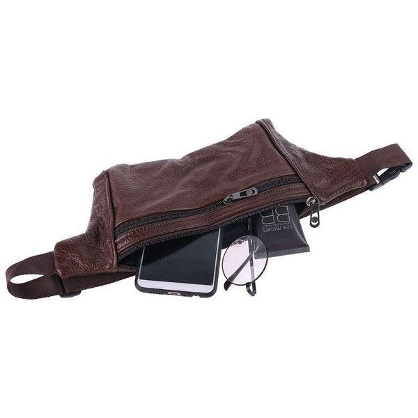 

leather slim lightweight fanny pack for men women outdoors workout traveling casual running hiking cycling waist bags