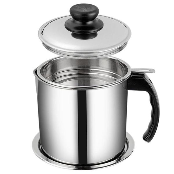 

storage bottles & jars tool grease can with filter leakproof multifunction dispenser kitchen anti scald stainless steel oil strainer contain
