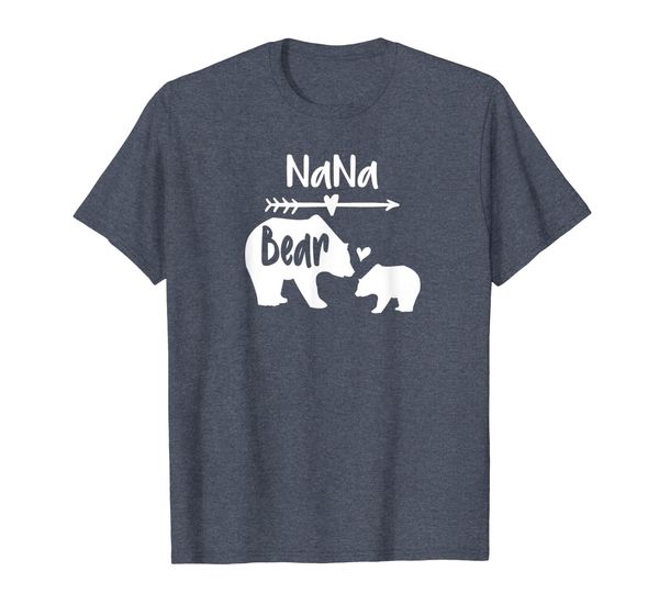 

nana bear shirt with baby cub heart arrow graphics t-shirt, White;black