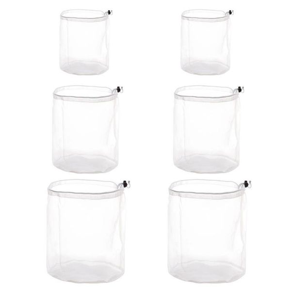 

set 6 pcs large wash bags laundry practical drawstring (white)