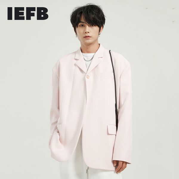 IEFB Abbigliamento da uomo Primavera Autunno Colore rosa Cappotto da uomo Tendenza coreana Bottone singolo Giacca sportiva oversize Top 9Y7148 210524