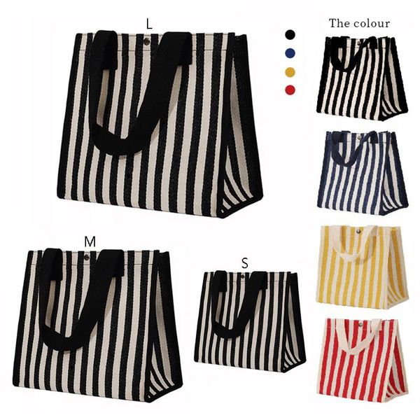 

storage bags fashion women shopping bag travel multi-purpose canvas tote single shoulder large capacity stripe handbag