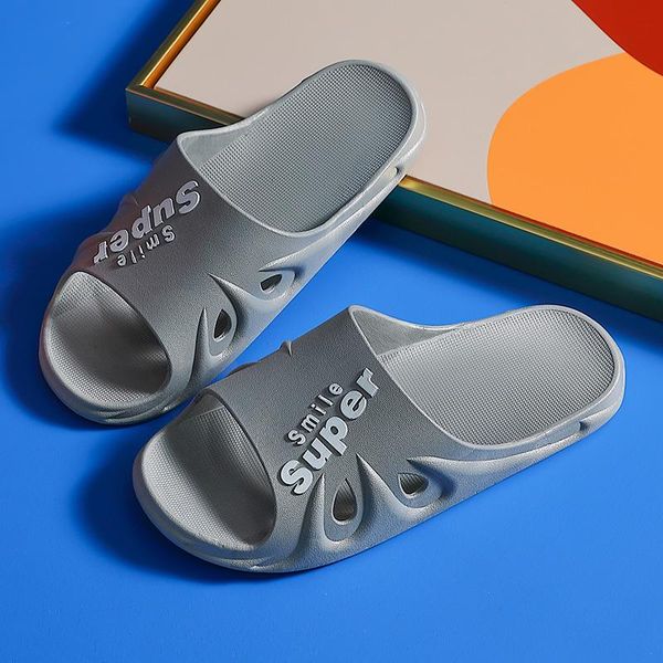 

slippers summer women beach soft sole slide sandals letter print couples men indoor bathroom anti-slip shoes breathable, Black