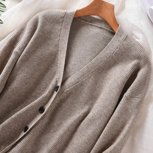 

women's knits & tees knit cardigan cashmere sweater v-neck short paragraph loose long-sleeved coat solid color thickening women clothes, White