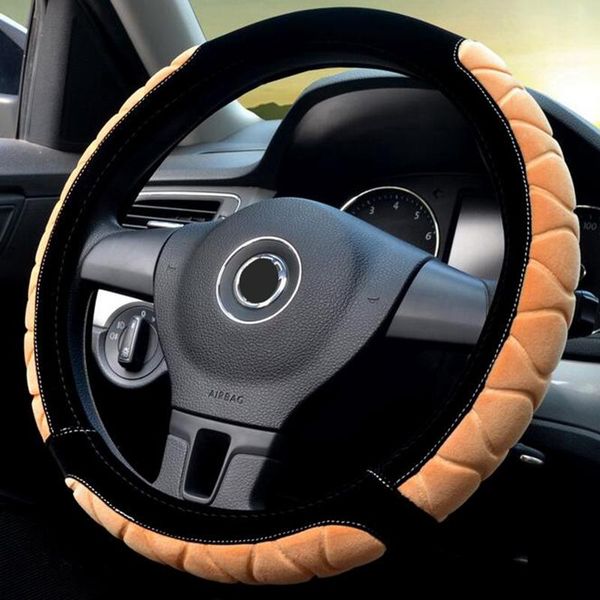 

steering wheel covers car cover soft short high-density warm ripple plush protector 37/38cm for e46 lada kalina kia etc