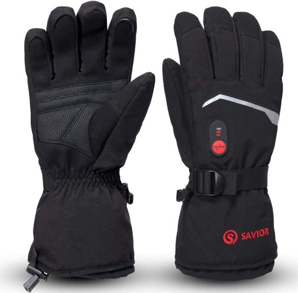 

ski gloves heated rechargeable battery operated electric heating glove for motorcycle (black s66, large)